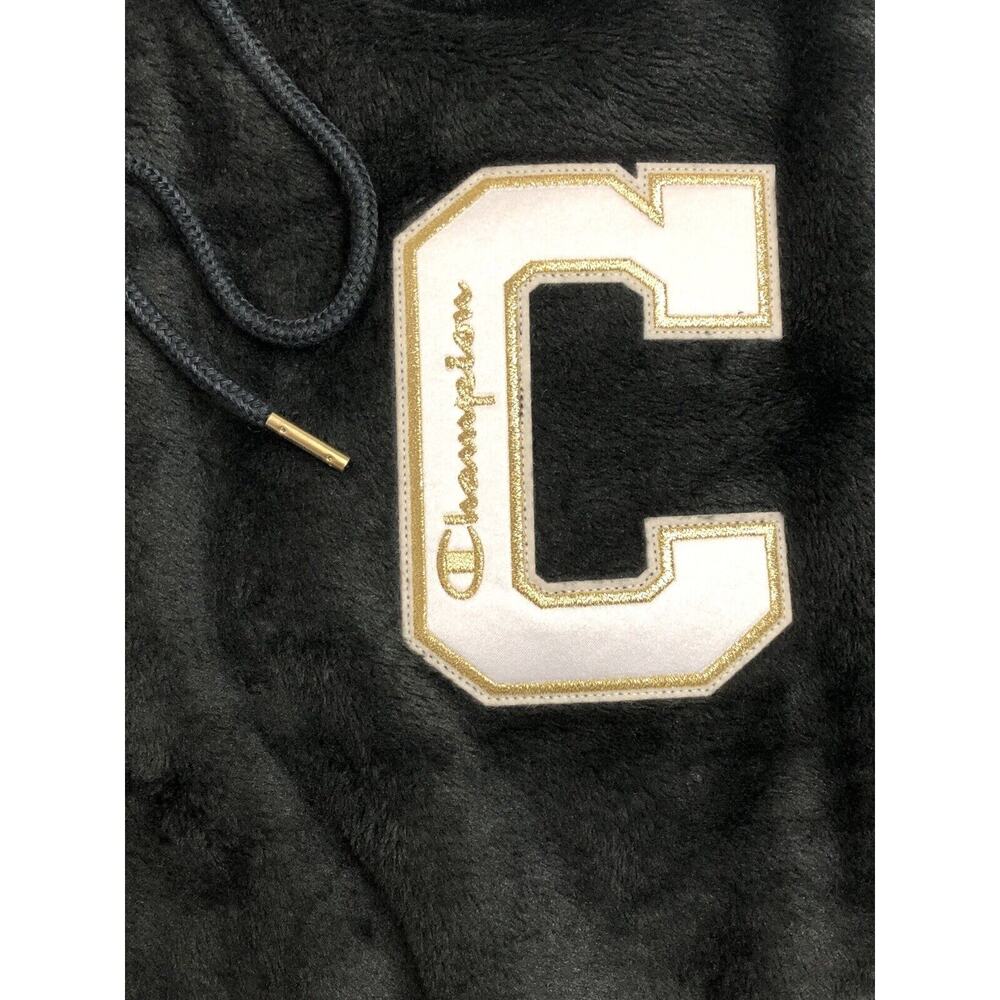 Champion Womens Big C Hoodie Size XL NWT Cropped Hood Faux Fur - Picture 2 of 8